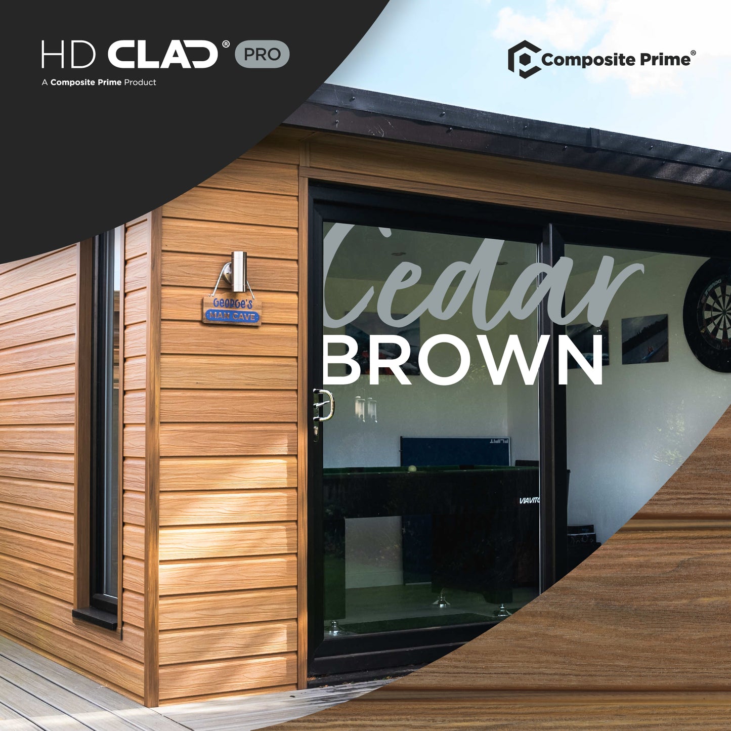 HD Clad Pro Cedar Brown Cladding Board - 22x136x3600 (mm) FSC 100%