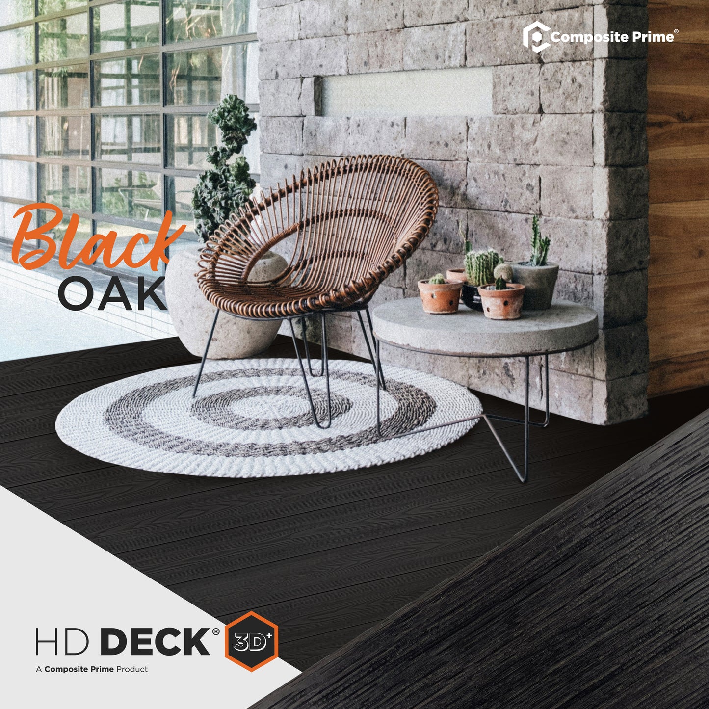 HD Deck 3D Plus Black Oak Deckboard - 25x146x3600 (mm) FSC 100%