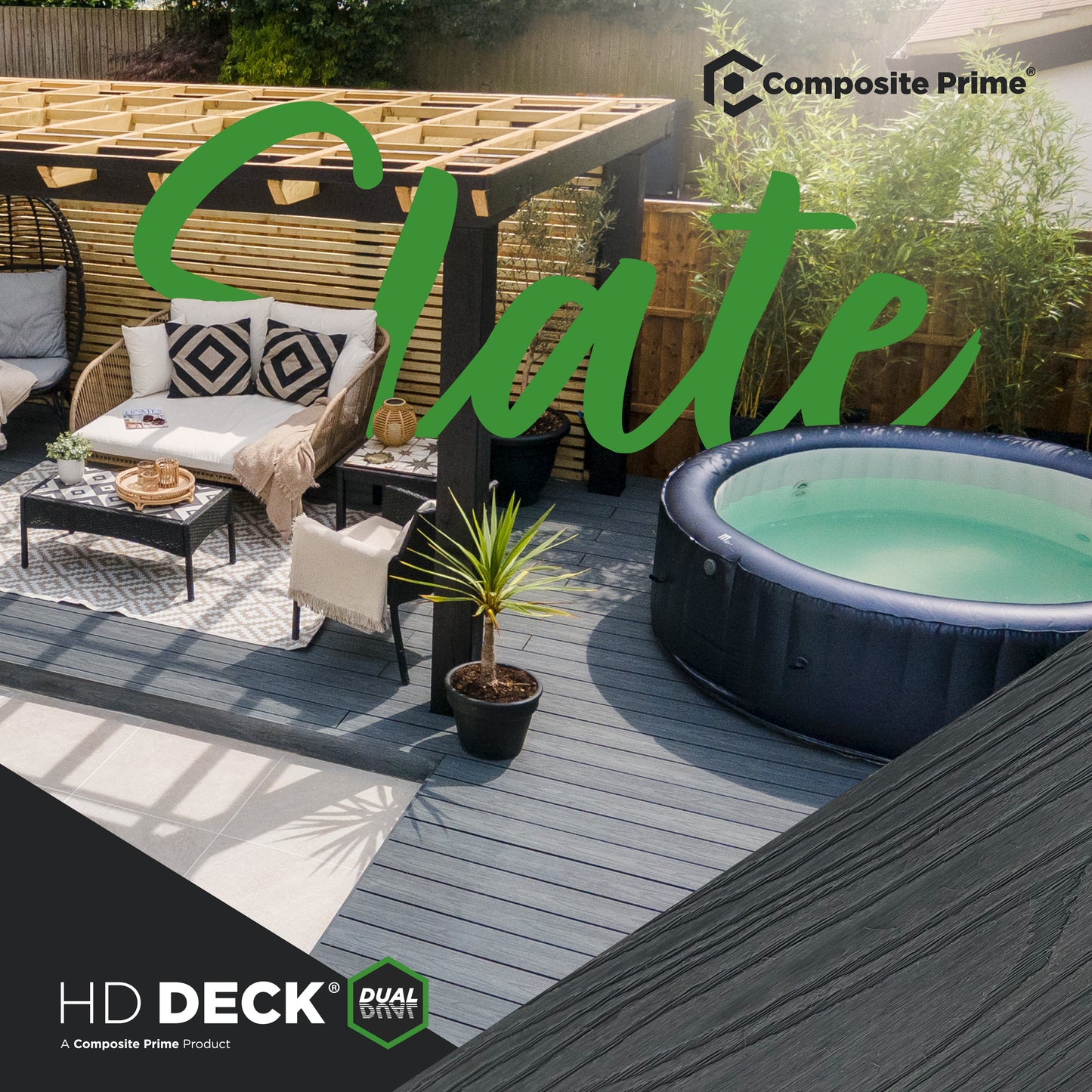 HD Deck Dual Natural Oak/Slate Deckboard 22.5x143x3600 (mm) FSC 100%