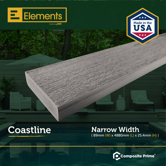 Elements Deck Board - Square Shouldered - 25 X 89 X 4880 (mm) - Coastline