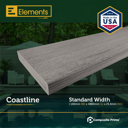 Elements Deck Board - Square Shouldered - 25 X 140 X 4880 (mm) - Coastline