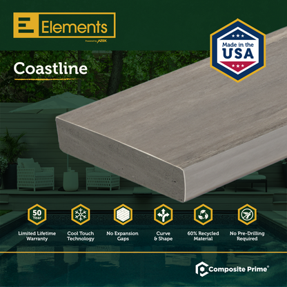 Elements Deck Board - Square Shouldered - 25 X 140 X 4880 (mm) - Coastline