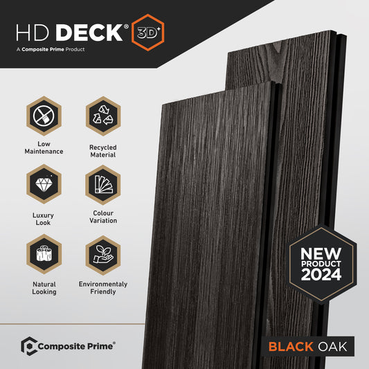 HD Deck 3D Plus Black Oak Deckboard - 25x146x3600 (mm) FSC 100%