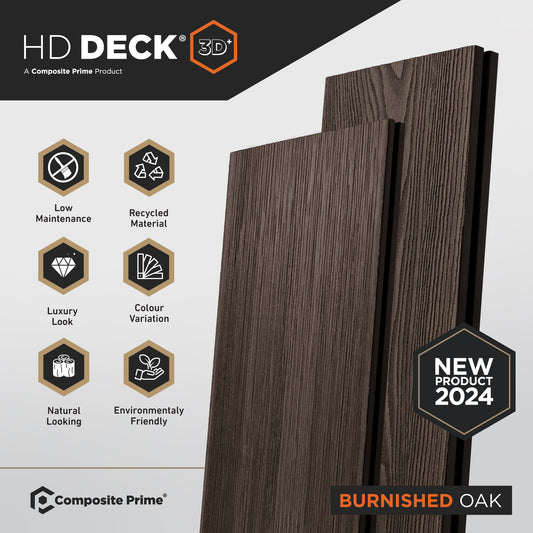 HD Deck 3D Plus Burnished Oak Deckboard - 25x146x3600 (mm) FSC 100%