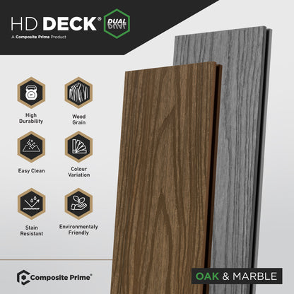 HD Deck Dual Oak/Marble Deckboard 22.5x143x3600 (mm) FSC 100%