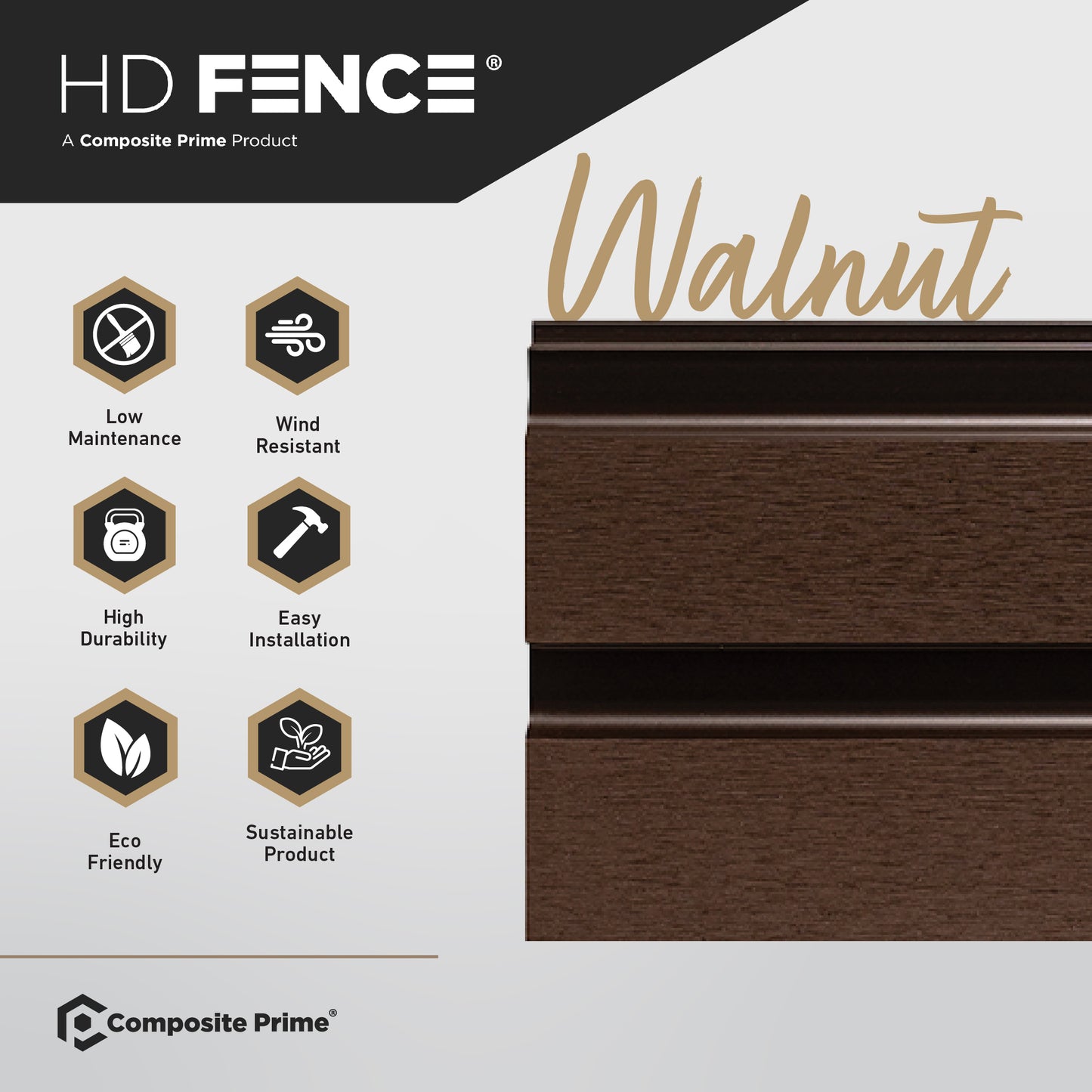 HD Fence Panel Kit - Walnut