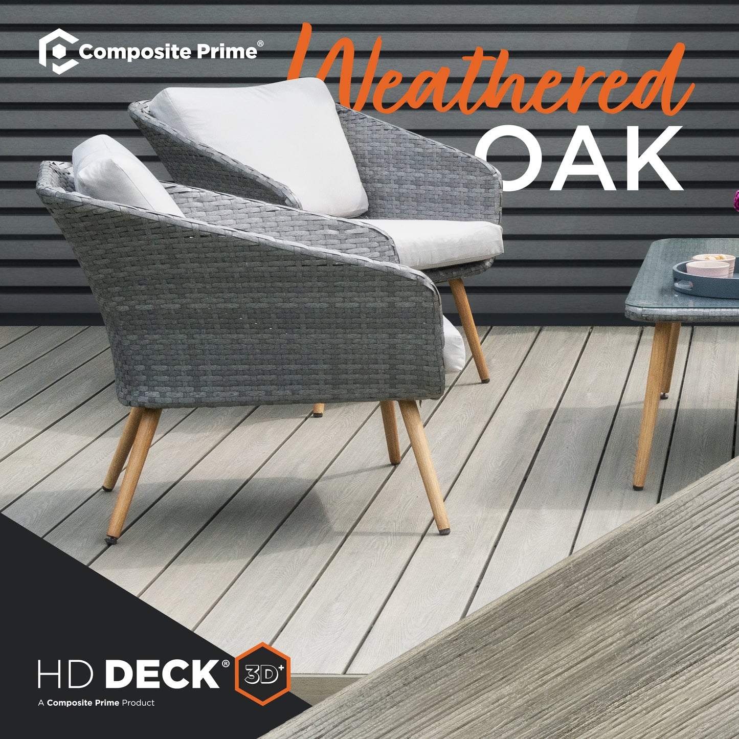 HD Deck 3D Plus Weathered Oak Deckboard - 25x146x3600 (mm) FSC 100%