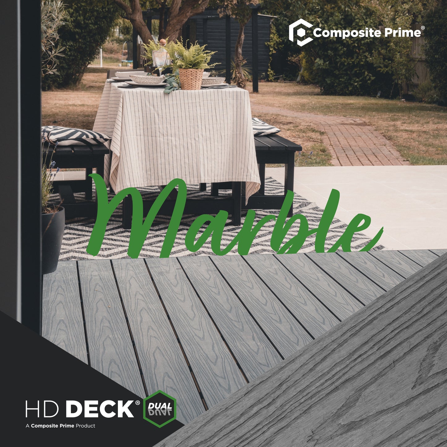 HD Deck Dual Oak/Marble Deckboard 22.5x143x3600 (mm) FSC 100%
