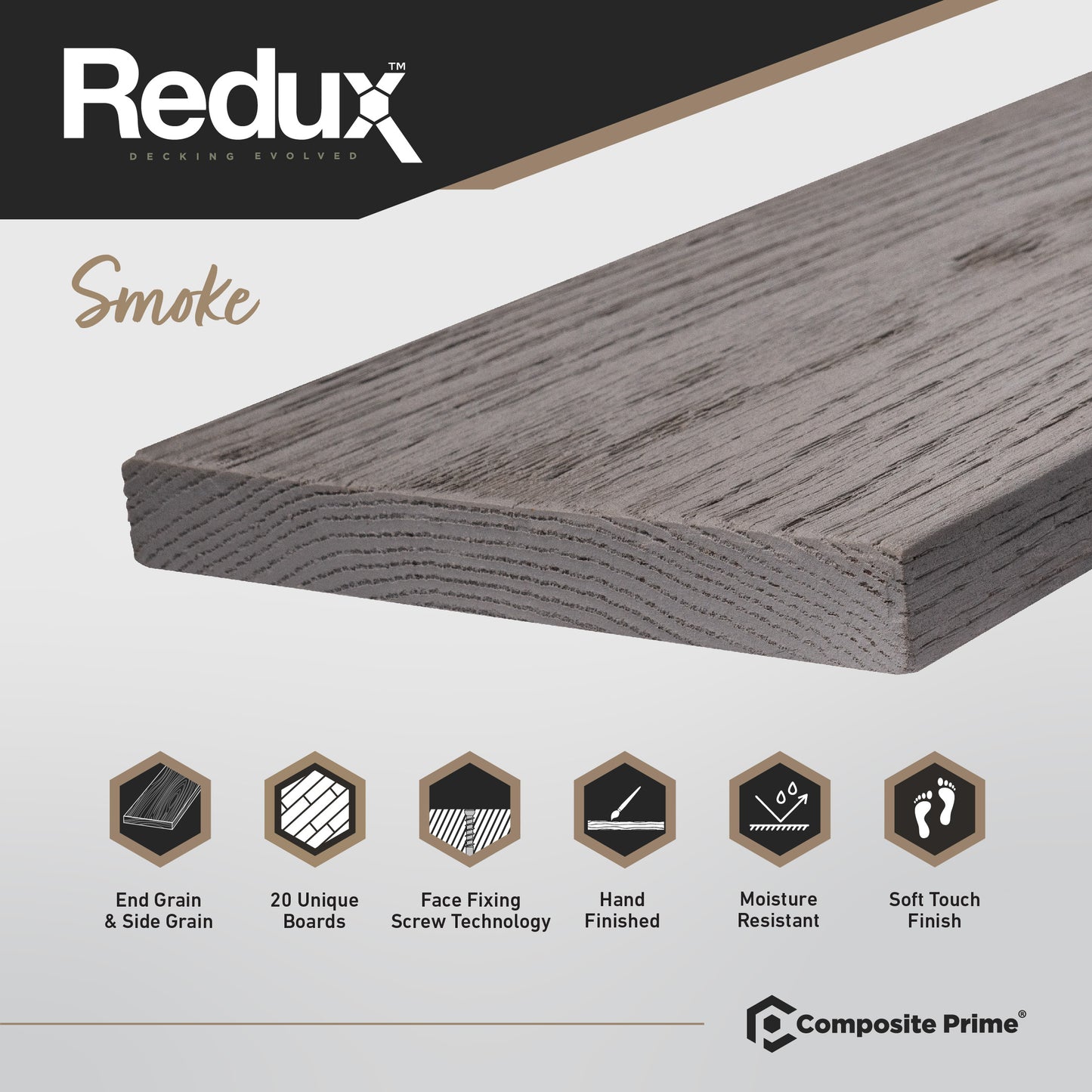 Redux Smoke Deckboard - 22x176x3600 (mm)